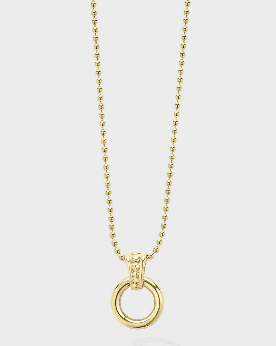 18K Gold 9mm Circle Pendant Necklace