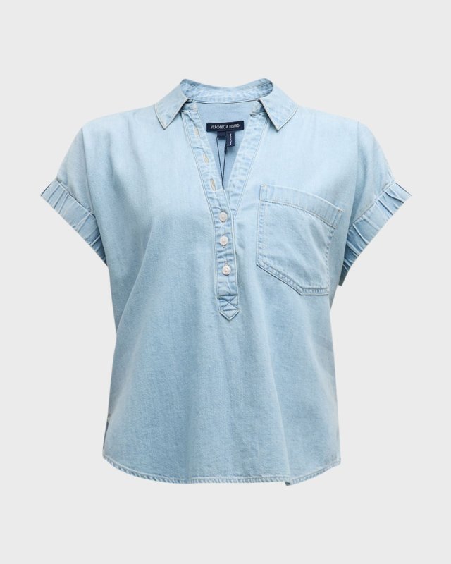 Almera Short-Sleeve Chambray Top