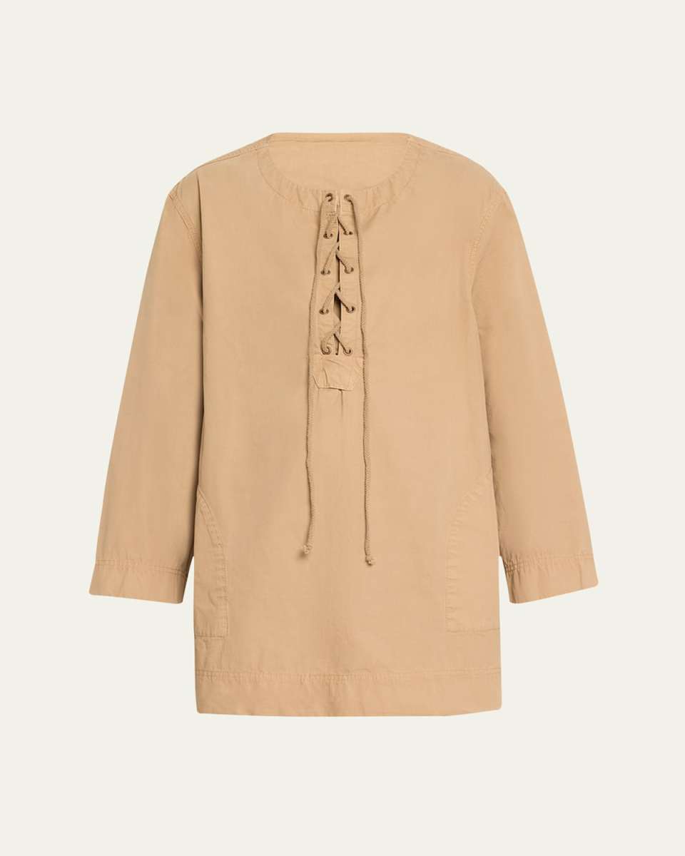 Lace-Up Woven Mini Dress