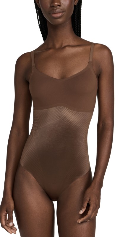 SPANX SPANXshape Invisible Cami Thong Bodysuit Cafe au Lait