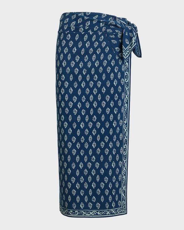 Printed Cotton Wrap Skirt