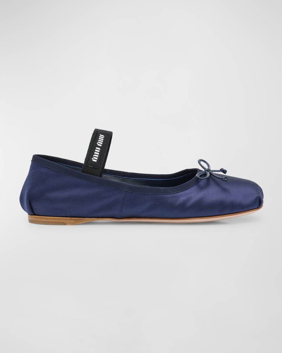 Satin Bow Ballerina Flats