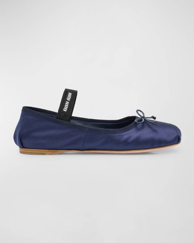 Satin Bow Ballerina Flats
