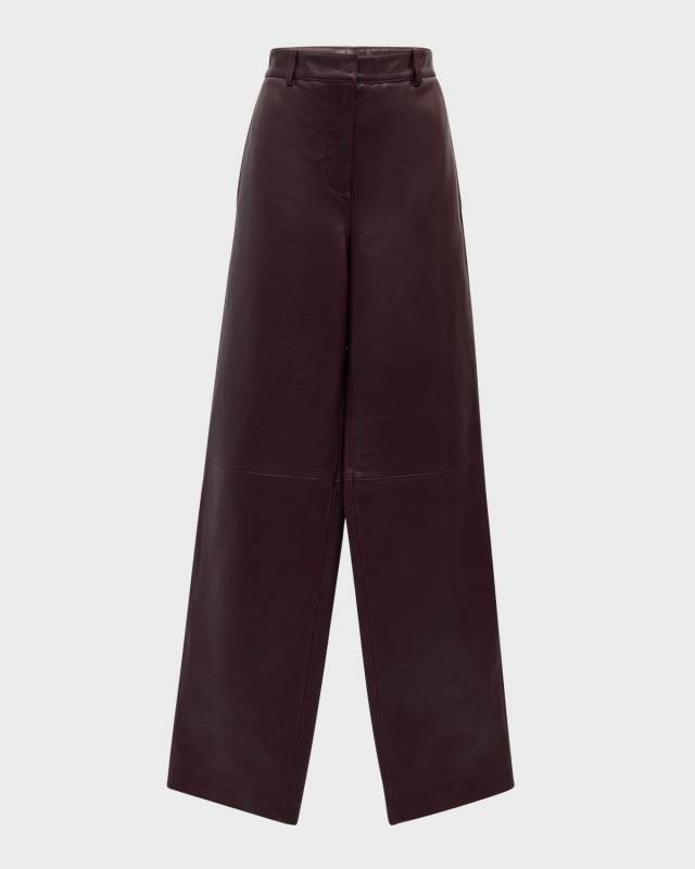 High-Rise Leather Straight-Leg Pants