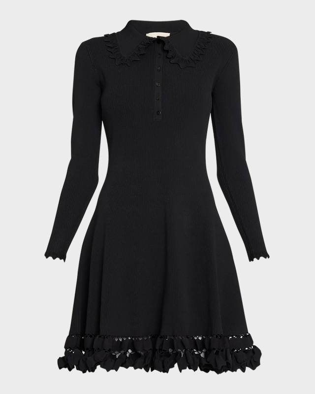 Cybil Embellished-Hem Knit Mini Dress