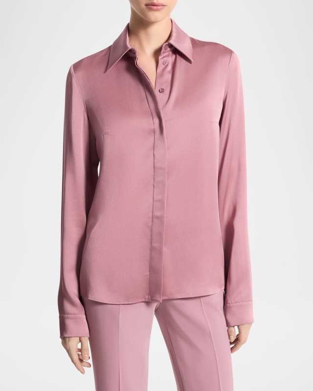Hansen Charmeuse Button-Front Shirt