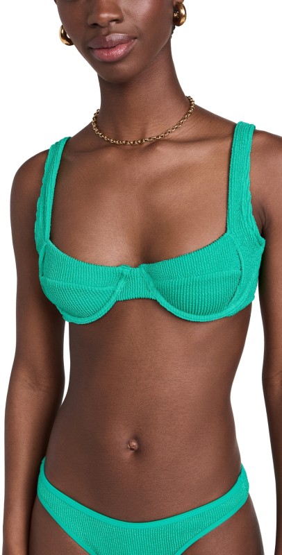 Good American Always Fit Support Demi Bikini Top Jade Green