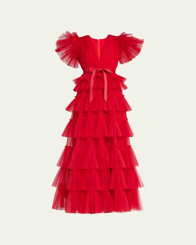 Nicolette Tulle Tiered Ruffle Gown