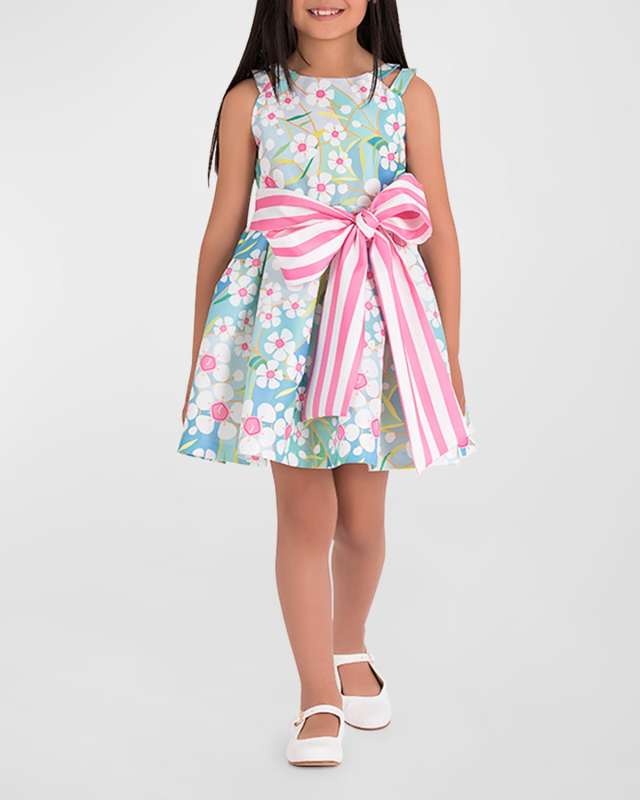 Girl's Daisy Blossom Bow Dress, Size 3T-10