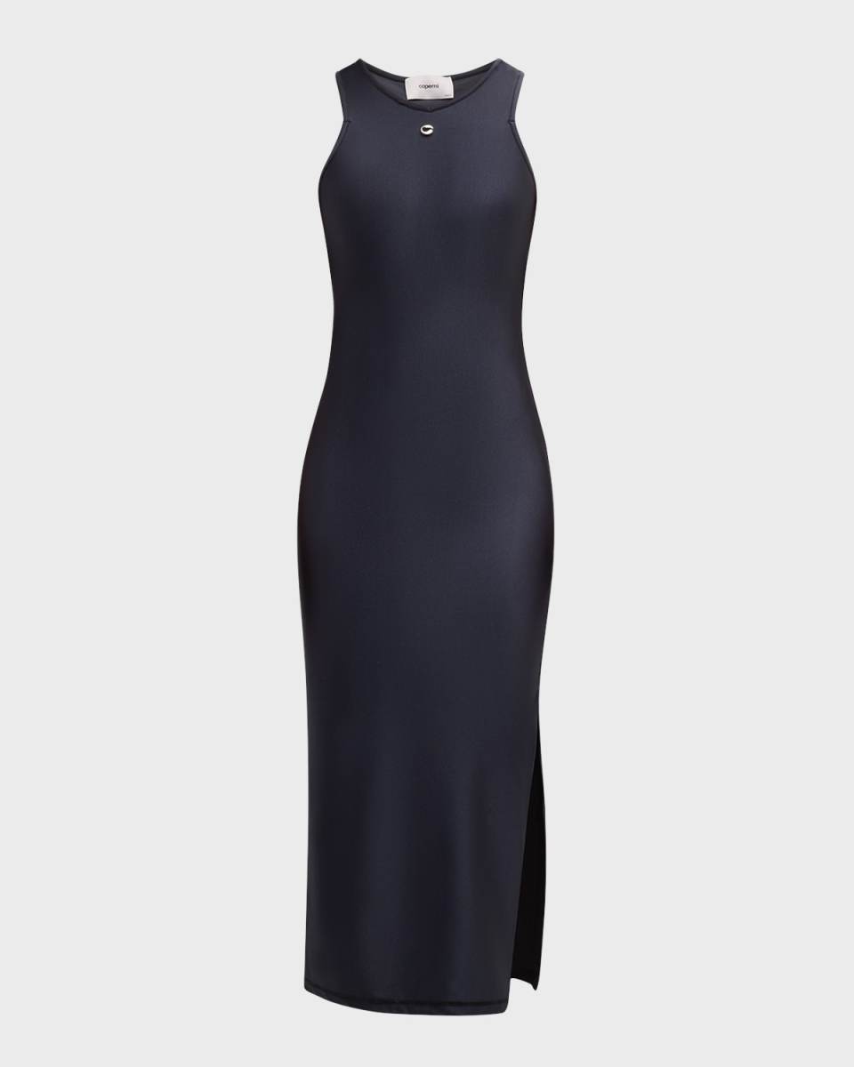 Round-Neck Slit-Hem Midi Tank Dress