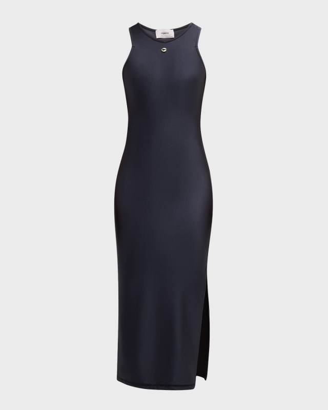 Round-Neck Slit-Hem Midi Tank Dress