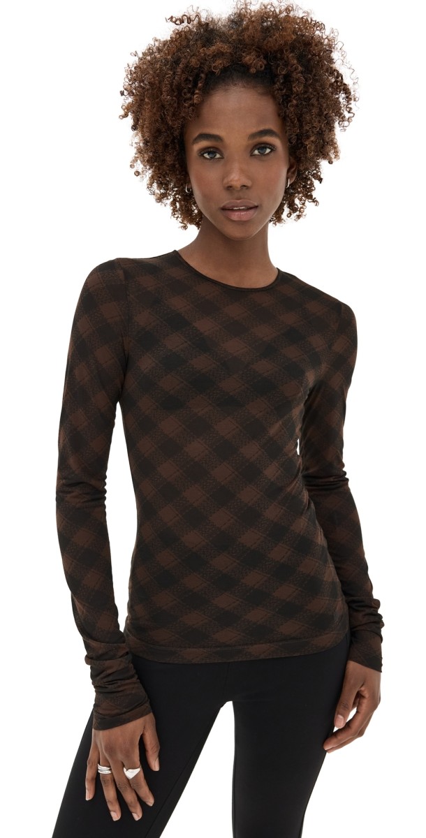 AMI Long Sleeve Fluide Top Black/Dark Coffee