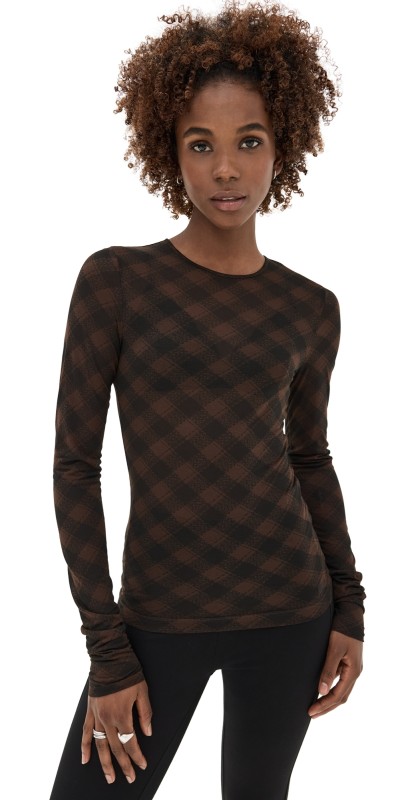 AMI Long Sleeve Fluide Top Black/Dark Coffee