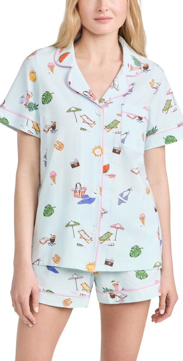 BedHead PJs Short Sleeve Knit Shorty Pajama Set Beach Day