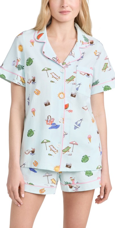 BedHead PJs Short Sleeve Knit Shorty Pajama Set Beach Day