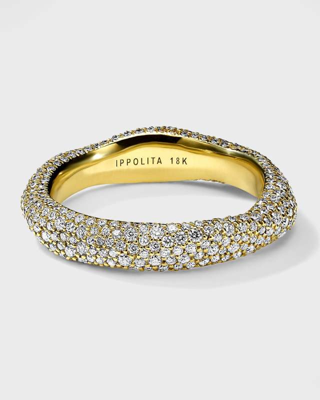 18K Rose Gold Stardust Large Flower Ring with Diamonds, Size