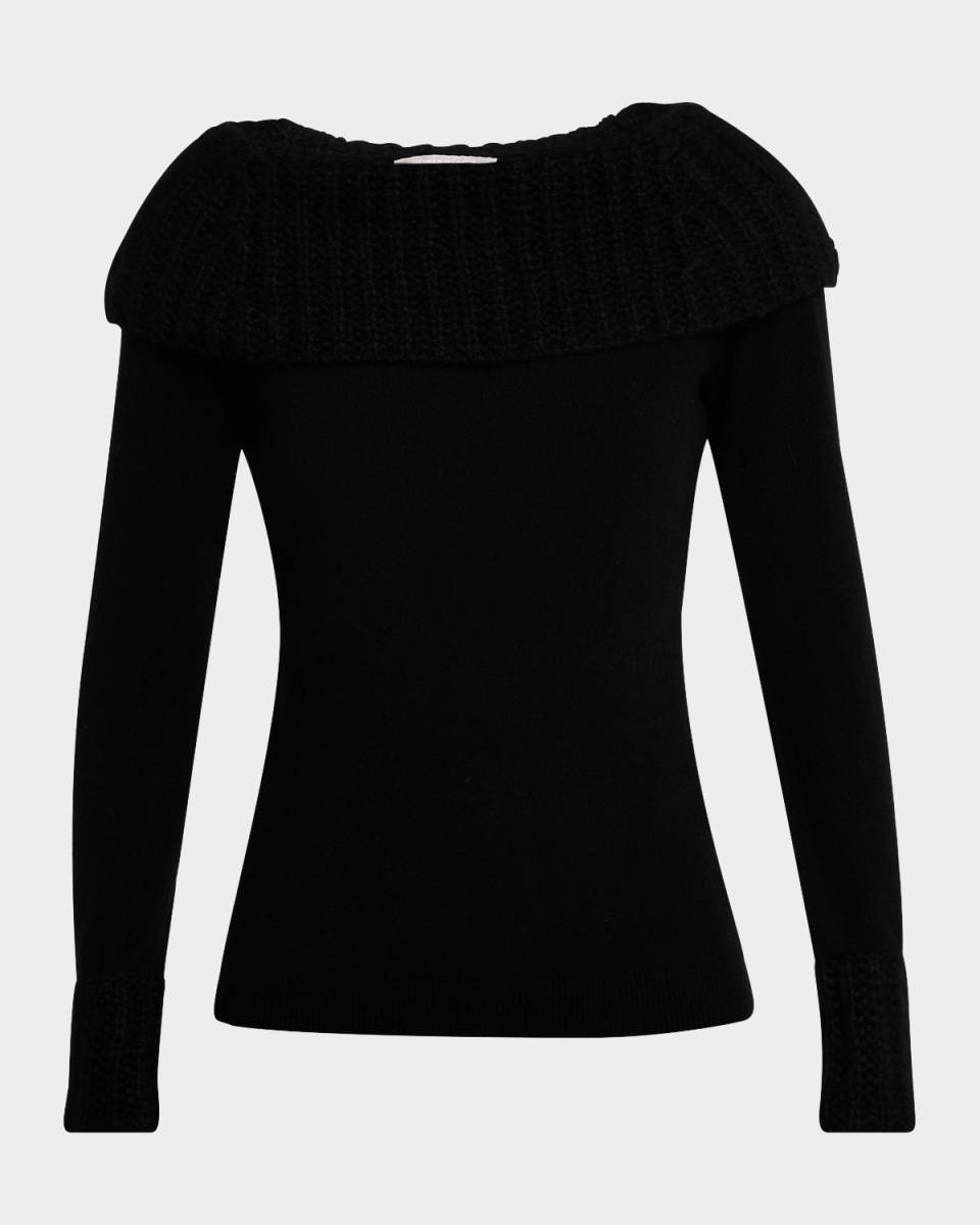 Cashmere-Silk Boucle Trim Sweater