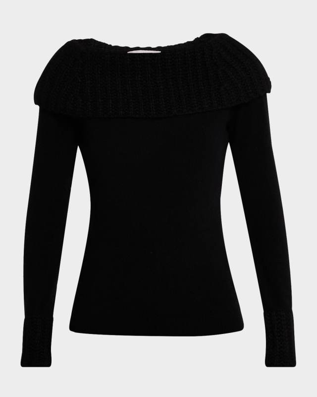 Cashmere-Silk Boucle Trim Sweater