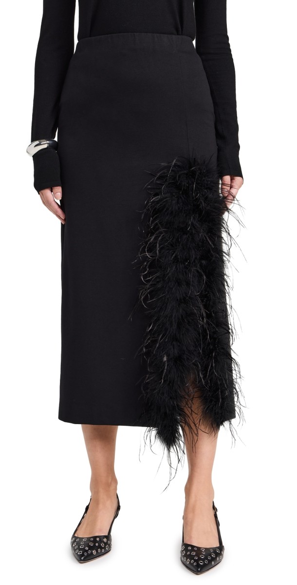 MEIMEIJ Midi Skirt With Feathers Nero