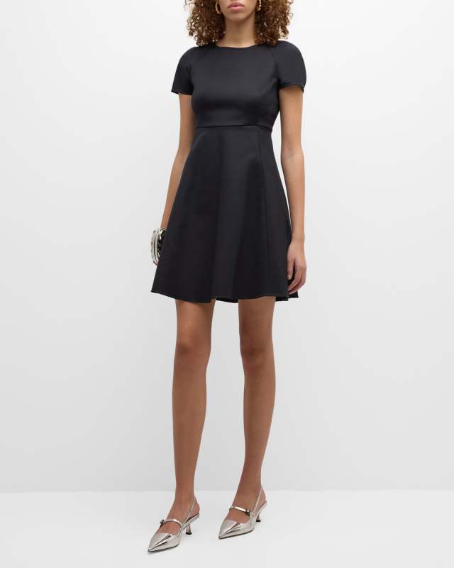 Raglan-Sleeve Fit-&-Flare Mini Dress