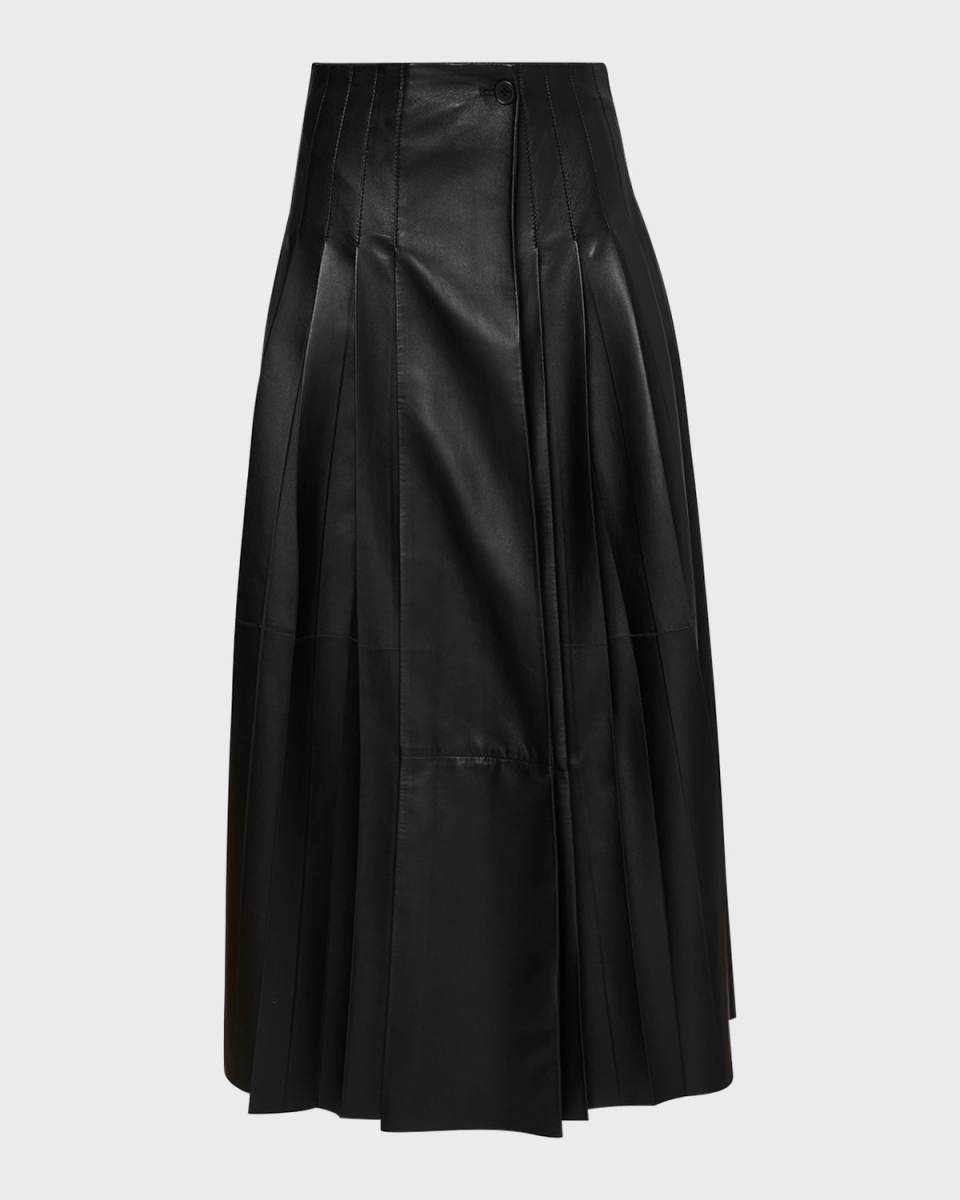 Frankie Pleated Leather Maxi Skirt