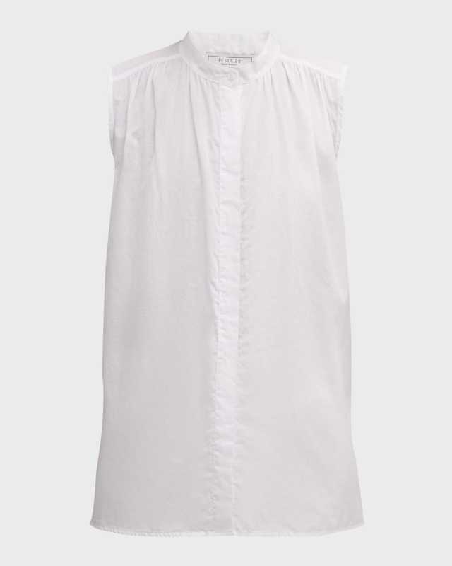 Ruched Sleeveless Cotton Top