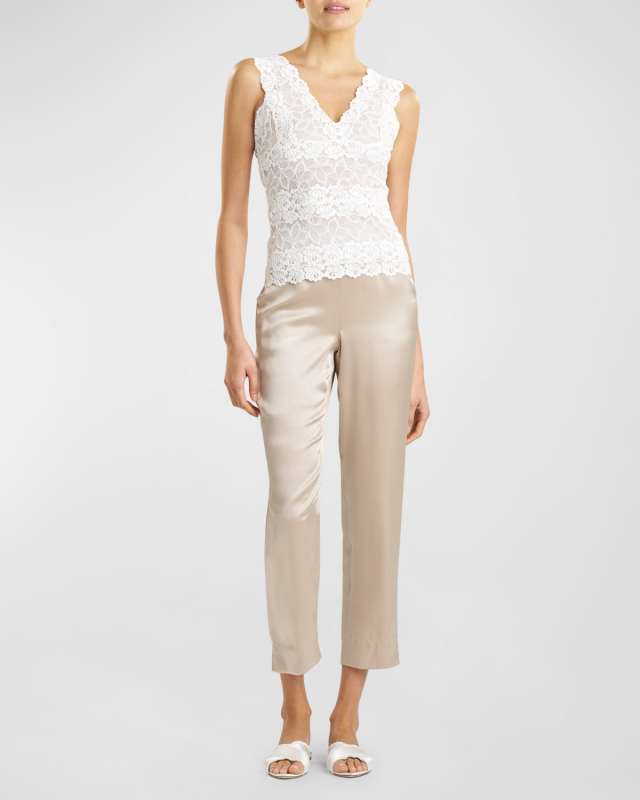 V-Neck Floral Lace Tank
