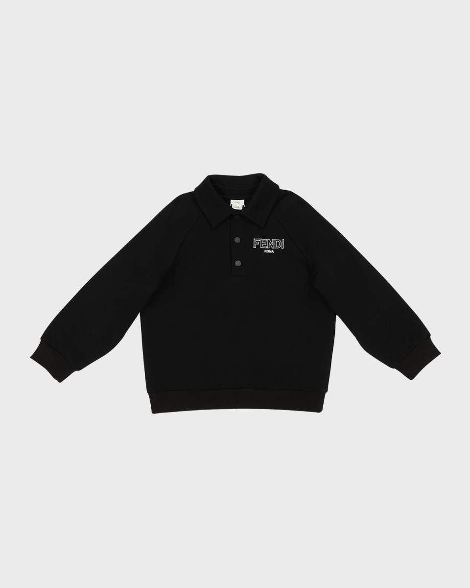 Boy's Fuzzy Logo-Print Polo Sweatshirt, Size 4-6
