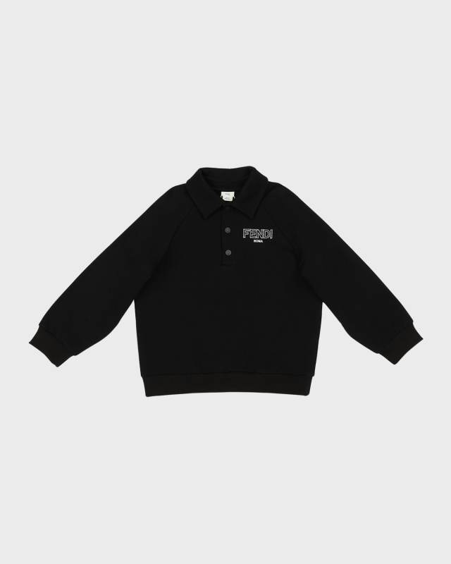 Boy's Fuzzy Logo-Print Polo Sweatshirt, Size 4-6