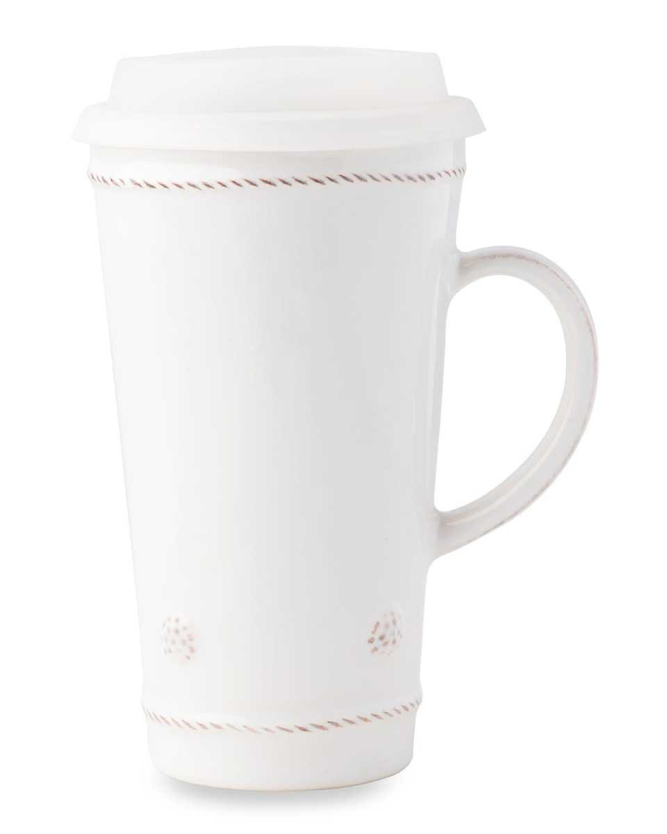 Berry & Thread Travel Mug with Silicone Lid - Whitewash