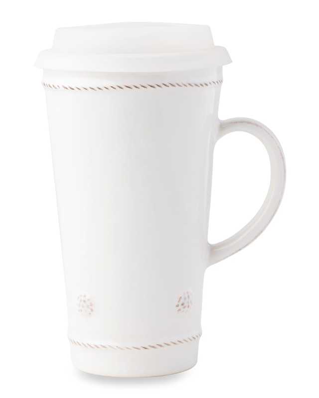 Berry & Thread Travel Mug with Silicone Lid - Whitewash