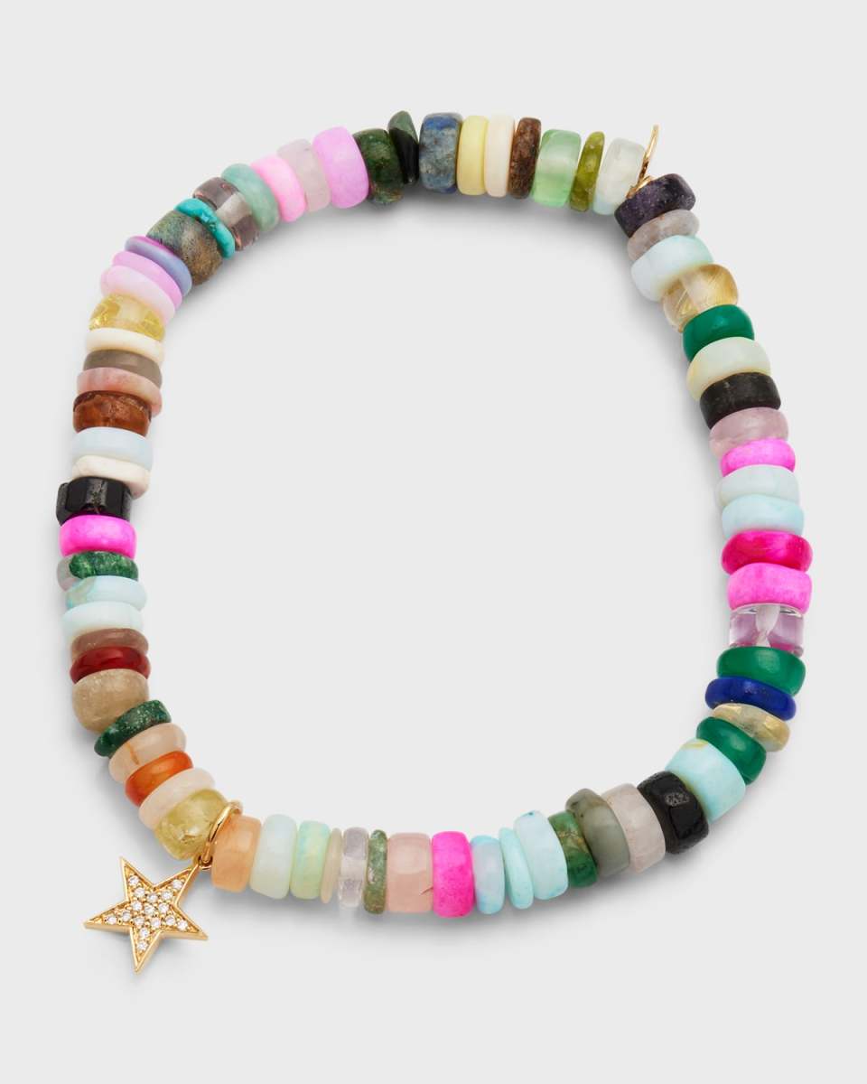 6mm Multicolor Opal and Diamond Star Bracelet