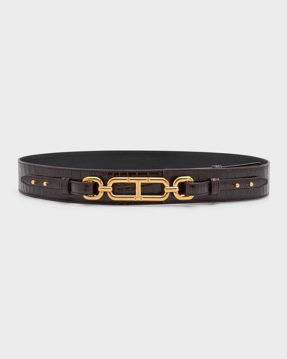 Whitney Croc Leather Waist Belt