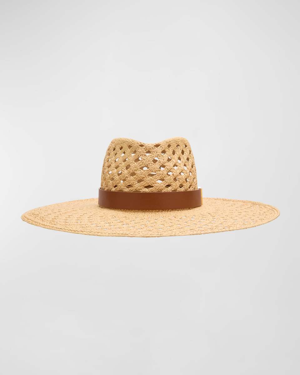 V-Signature Panama Hat With Leather Band