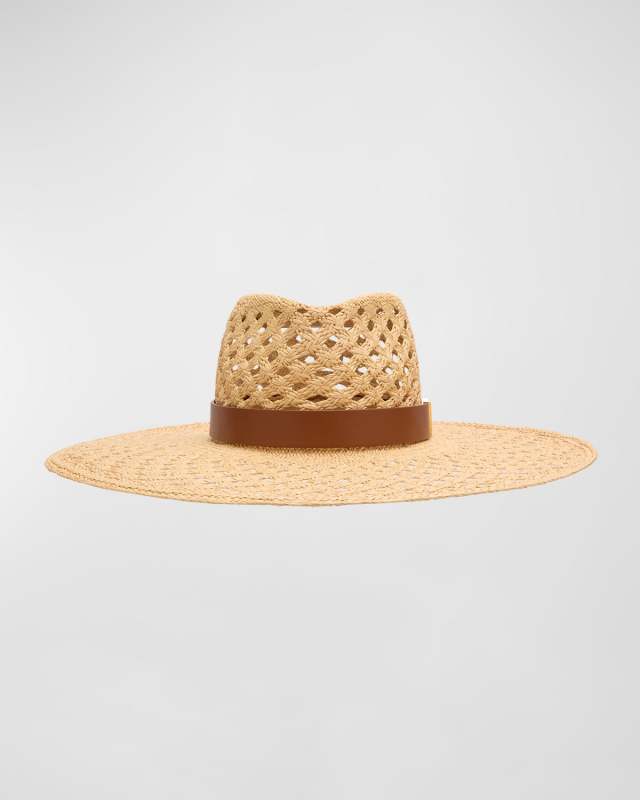 V-Signature Panama Hat With Leather Band