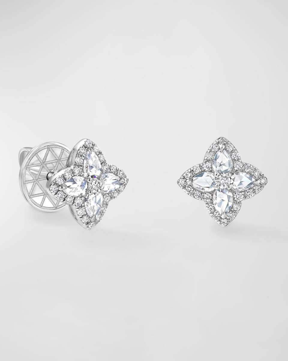 Blossom 18K White Gold Blossom Motif Diamond Stud Earrings, 0.4tcw