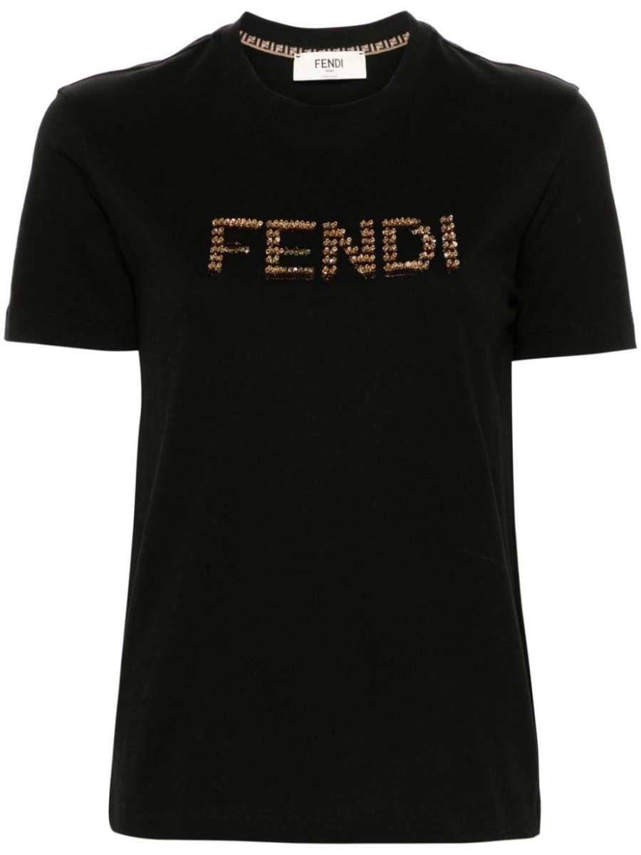 sequin logo-detail cotton T-shirt