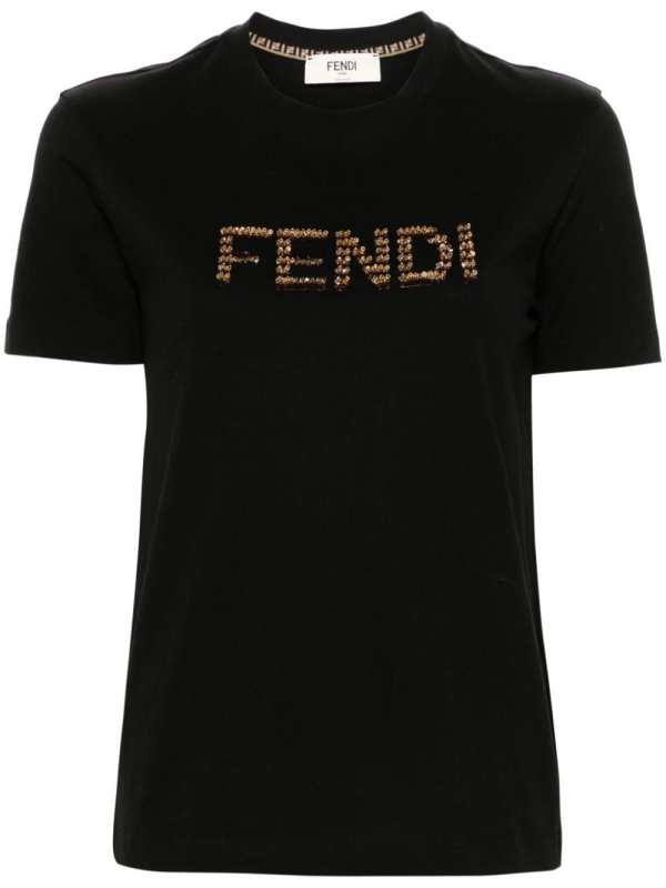 sequin logo-detail cotton T-shirt