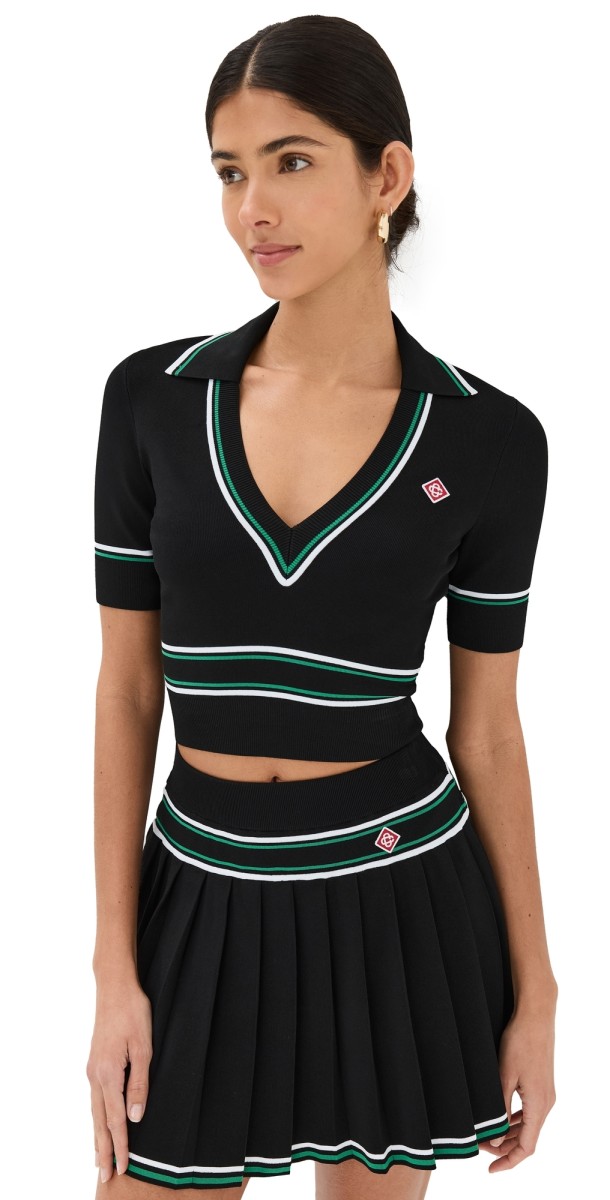 Casablanca Cropped Polo Shirt Black