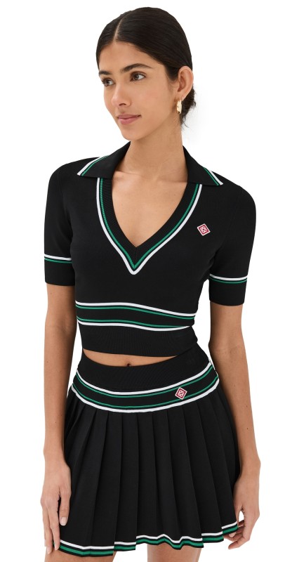 Casablanca Cropped Polo Shirt Black