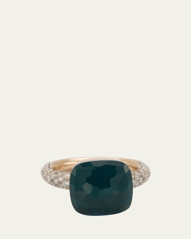 Nudo Classic 18k Gold Ring with London Blue Topaz and Diamonds