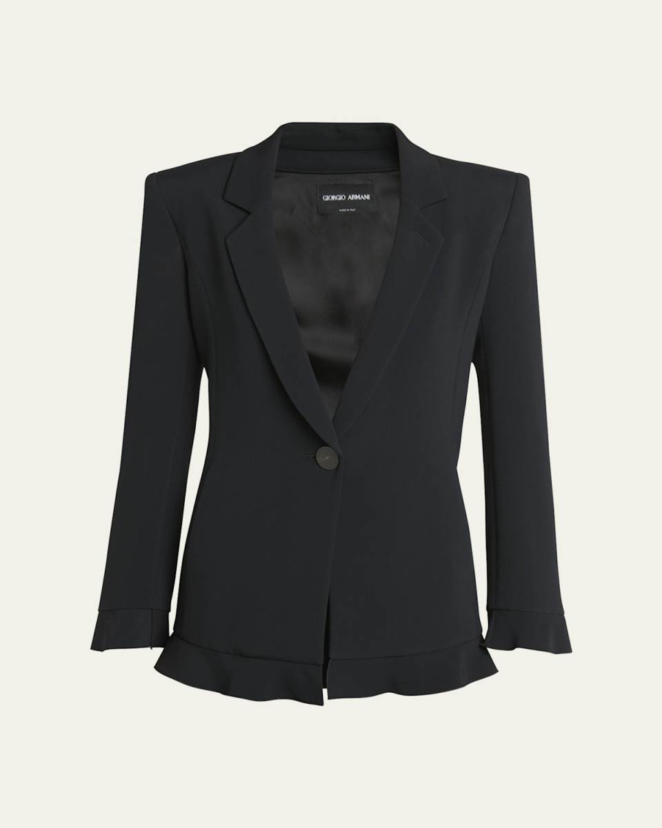 Cady Blazer Jacket with Ruffle Underlay