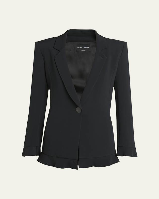 Cady Blazer Jacket with Ruffle Underlay