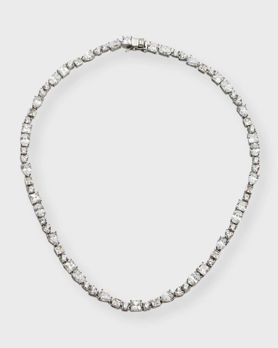 Multi-Shape Cubic Zirconia Tennis Necklace, 17"L