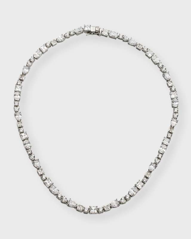 Multi-Shape Cubic Zirconia Tennis Necklace, 17"L