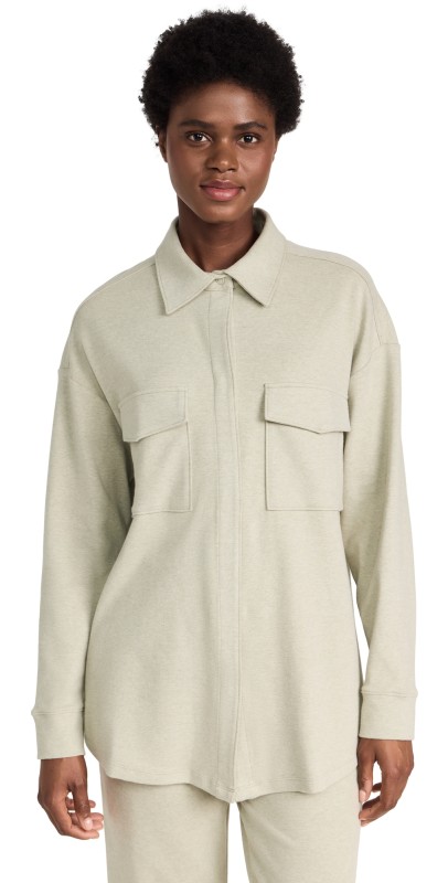 Eberjey Luxe Sweats Shacket BOTANICAL ZEN GREEN