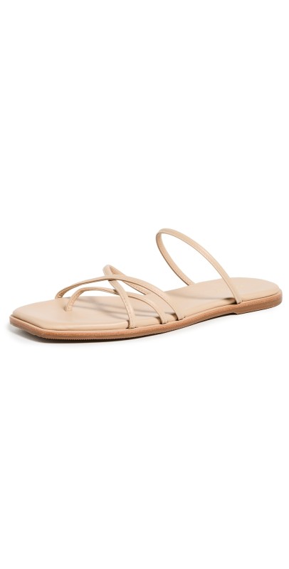 KAANAS Kapok Square Toe Strappy Slides Beige