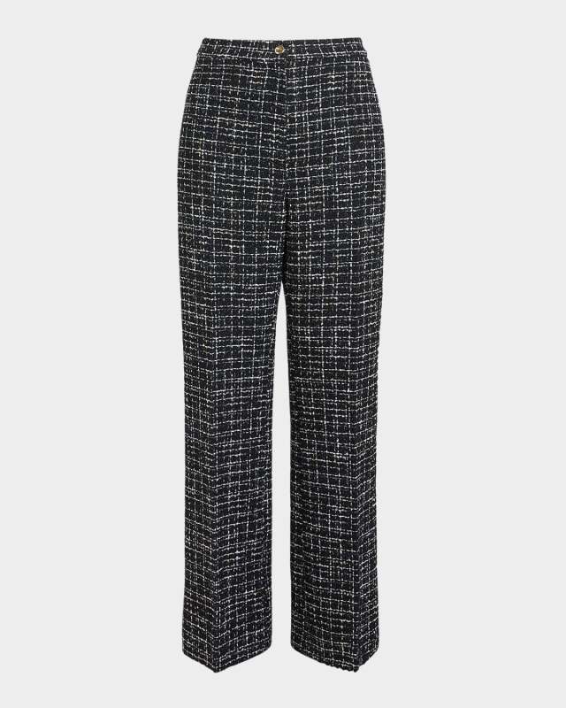 Plus Size Pegaso Straight-Leg Tweed Pants