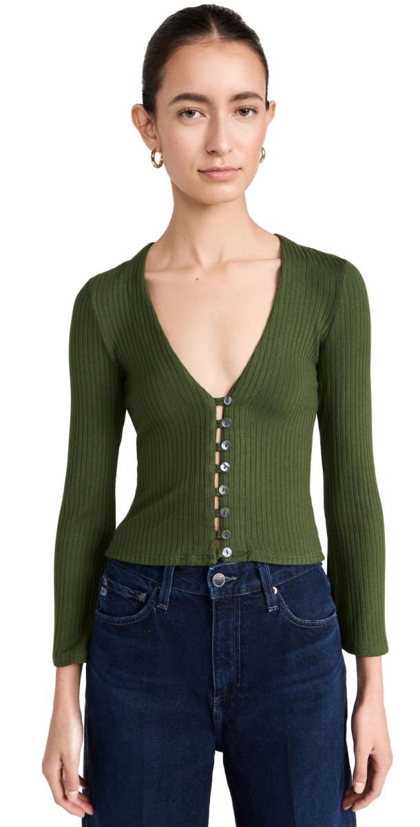 Reformation Gellar Knit Top Fern