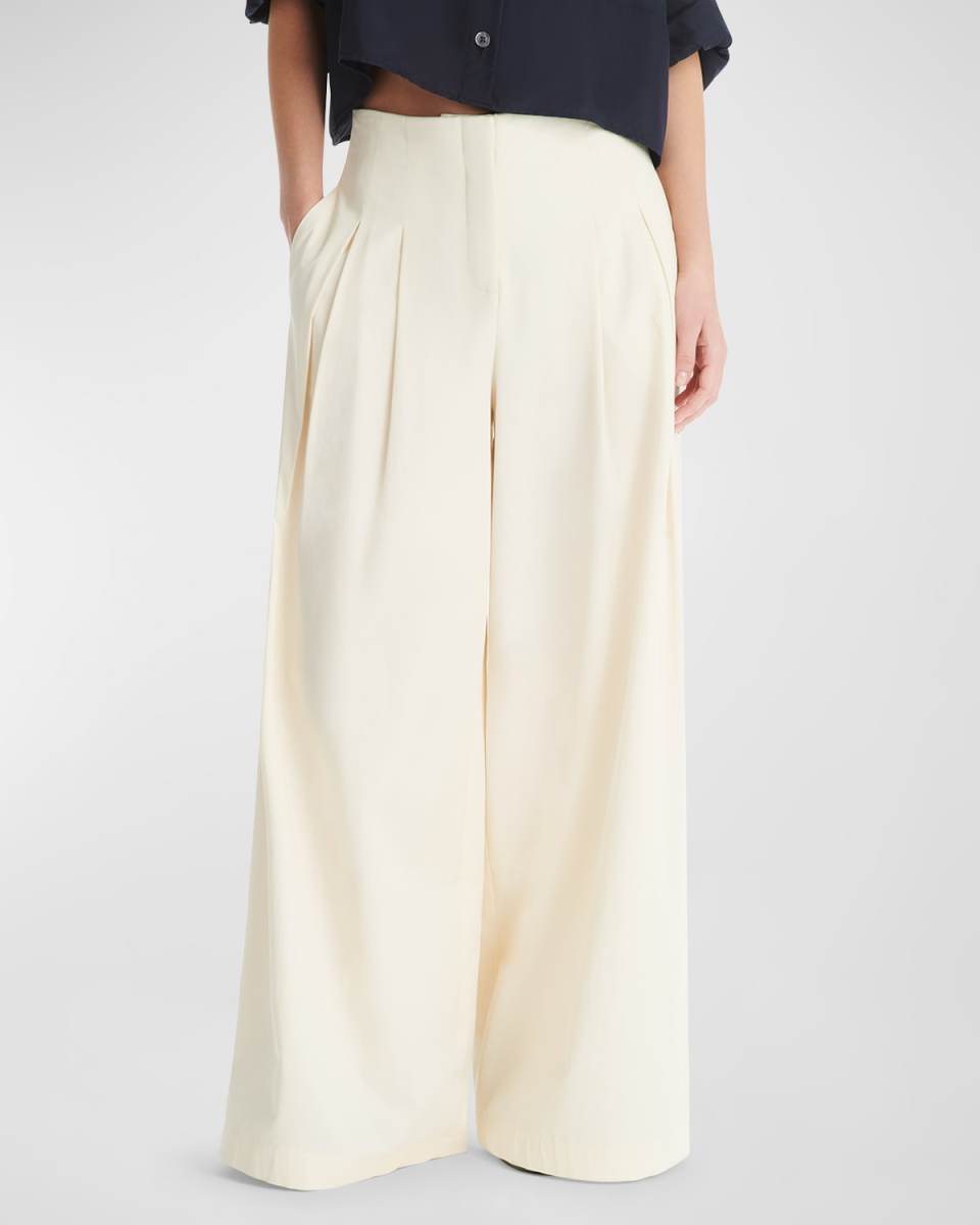 Drew Coated Gabardine-Blend Wide-Leg Pants